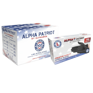 Alpha Patriot by Alphamed gloves packaging on a white background